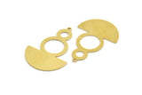Semi Circle Charm, 4 Raw Brass Round Patterned Half Moon Shaped Charms With 1 Hole (41x28x0.80mm) A5864