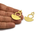 Semi Circle Charm, 4 Raw Brass Round Patterned Half Moon Shaped Charms With 1 Hole (41x28x0.80mm) A5864