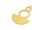 Semi Circle Charm, 4 Raw Brass Round Patterned Half Moon Shaped Charms With 1 Hole (41x28x0.80mm) A5864