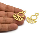 Semi Circle Charm, 4 Raw Brass Round Patterned Half Moon Shaped Charms With 1 Hole (41x28x0.80mm) A5862