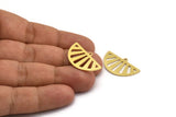 Semi Circle Charm, 8 Raw Brass Round Patterned Half Moon Shaped Charms With 1 Hole (16x28x0.80mm) A5859