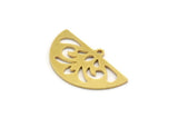 Semi Circle Charm, 8 Raw Brass Round Patterned Half Moon Shaped Charms With 1 Hole (16x28x0.80mm) A5855