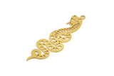 Brass Snake Charm, 8 Raw Brass Snake Pendants With 1 Loop, Charms, Findings (50x15x0.60mm) A5762