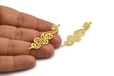 Brass Snake Charm, 8 Raw Brass Snake Pendants With 1 Loop, Charms, Findings (50x15x0.60mm) A5762