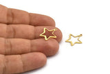 Brass Star Charm, 24 Raw Brass Star Charms With 1 Loop, Charm Pendants (17x16x0.80mm) A5936