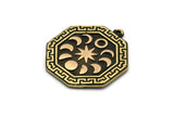 Brass Octagon Charm, Raw Brass Octagon Charm With 1 Loop, Copper Moon Phases Findings, Copper Star Findings (28x25x1.5mm) N2249