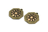 Brass Octagon Charm, Raw Brass Octagon Charm With 1 Loop, Copper Moon Phases Findings, Copper Star Findings (28x25x1.5mm) N2249