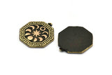 Brass Octagon Charm, Raw Brass Octagon Charm With 1 Loop, Copper Moon Phases Findings, Copper Star Findings (28x25x1.5mm) N2249