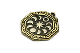 Brass Octagon Charm, Raw Brass Octagon Charm With 1 Loop, White Brass Moon Phases Findings, White Brass Star Findings (28x25x1.5mm) N2248