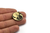Brass Round Charm, Raw Brass Round Charm With 1 Loop, Yin Yang Findings, Cat Findings (29x26.5x1.5mm) N2223