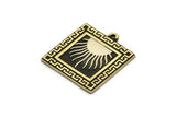 Brass Square Charm, Raw Brass Square Charm With 1 Loop, White Brass Sun Rising, White Brass Sunshine Findings (25x22.5x1.4mm) N2275