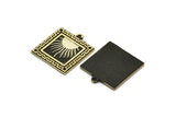 Brass Square Charm, Raw Brass Square Charm With 1 Loop, White Brass Sun Rising, White Brass Sunshine Findings (25x22.5x1.4mm) N2275