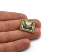 Brass Square Charm, Raw Brass Square Charm With 1 Loop, White Brass Sun Rising, White Brass Sunshine Findings (25x22.5x1.4mm) N2275