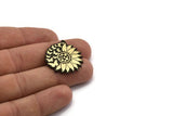 Brass Flower Charm, Raw Brass Flower And Butterfly Charm With 1 Loop, Black Painted Brass Charms, Findings (29.5x27x1.5mm) N2238