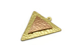 Brass Triangle Charm, Raw Brass And Raw Copper Triangle Charm With 1 Loop, Copper Charms, Mixed Material Findings (29x26x3mm) N2214