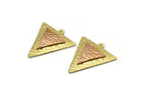 Brass Triangle Charm, Raw Brass And Raw Copper Triangle Charm With 1 Loop, Copper Charms, Mixed Material Findings (29x26x3mm) N2214