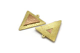 Brass Triangle Charm, Raw Brass And Raw Copper Triangle Charm With 1 Loop, Copper Charms, Mixed Material Findings (29x26x3mm) N2214