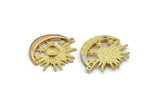 Brass Sun Charm, Raw Copper Crescent Moon And Raw Brass Sun Charm With 1 Loop, Star Charms, Mixed Material Findings (27x24.5x2.5mm) N2078