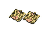 Brass Square Charm, Raw Brass Mountain And Tree Charm With 1 Loop, Copper Flower Charms, Copper Crescent Moon Charms (28x23x1.5mm) N2282