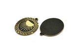 Brass Oval Charm, Raw Brass Oval Charm With 1 Loop, Sun Findings, Sun Rising Findings (29.5x23x1.5mm) N2228