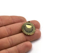 Brass Oval Charm, Raw Brass Oval Charm With 1 Loop, Sun Findings, Sun Rising Findings (29.5x23x1.5mm) N2228