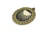 Brass Oval Charm, Raw Brass Oval Charm With 1 Loop, White Brass Sun Findings, White Brass Sun Rising (29.5x23x1.5mm) N2229