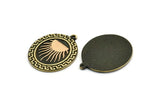 Brass Oval Charm, Raw Brass Oval Charm With 1 Loop, Copper Sun Findings, Copper Sun Rising (29.5x23x1.5mm) N2230