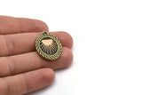 Brass Oval Charm, Raw Brass Oval Charm With 1 Loop, Copper Sun Findings, Copper Sun Rising (29.5x23x1.5mm) N2230