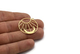 Brass Round Charm, 10 Raw Brass Sun And Crescent Moon Shaped Charms With 1 Loop, Charm Pendants (32x30x0.60mm) A6241