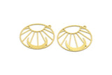 Brass Round Charm, 10 Raw Brass Sun And Crescent Moon Shaped Charms With 1 Loop, Charm Pendants (32x30x0.60mm) A6241