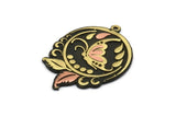 Brass Round Charm, Raw Brass And Raw Copper Butterfly Charm With 1 Loop, Copper Leaf Charms, Findings (32x23x1.5mm) N2256