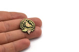 Brass Round Charm, Raw Brass And Raw Copper Butterfly Charm With 1 Loop, Copper Leaf Charms, Findings (32x23x1.5mm) N2256
