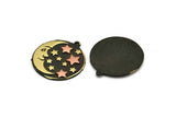 Brass Round Charm, Raw Brass Crescent Moon And Star Charm With 1 Loop, Copper Star Charms, Findings (28x25.5x1.5mm) N2226