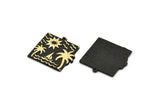 Brass Square Charm, Raw Brass Sun And Palm Tree Charm With 1 Loop, Sea Charms, Boat Charms, Findings (26x26x1.5mm) N2232