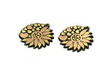 Brass Flower Charm, Raw Brass And Raw Copper Flower And Hearts Charms With 1 Loop, Copper Charms, Copper Findings (29.5x27x1.5mm) N2259