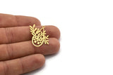 Brass Leaf Charm, 8 Raw Brass Drop Shaped Charms With 1 Loop, Branch Findings (30x23x0.60mm) A6202
