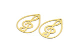 Brass Drop Charm, 10 Raw Brass Treble Clef Charms With 1 Hole, Earrings, Findings (30x21x0.60mm) A6211