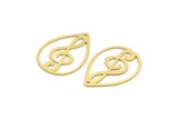 Brass Drop Charm, 10 Raw Brass Treble Clef Charms With 1 Hole, Earrings, Findings (30x21x0.60mm) A6211