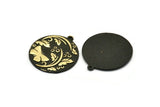 Brass Round Charm, Raw Brass Butterfly Charm With 1 Loop, Leaf Charms, Black Painted Brass, Findings (30x27x1.5mm) N2244
