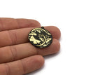 Brass Round Charm, Raw Brass Butterfly Charm With 1 Loop, Leaf Charms, Black Painted Brass, Findings (30x27x1.5mm) N2244