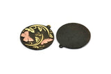 Brass Round Charm, Raw Brass Butterfly Charm With 1 Loop, Copper Butterfly, Copper Leaf Charms, Black Painted Brass (30x27x1.5mm) N2245