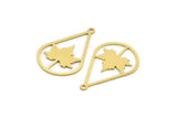Brass Leaf Charm, 10 Raw Brass Drop Shaped Charms With 1 Loop, Plane Tree Findings (30.5x20x0.60mm) A6208