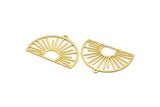 Brass Sun Charm, 8 Raw Brass Semi Circle Shaped Charms With 1 Loop, Charm Pendants, Findings (25x35x0.60mm) A6224