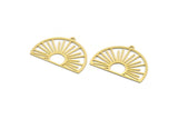 Brass Sun Charm, 8 Raw Brass Semi Circle Shaped Charms With 1 Loop, Charm Pendants, Findings (25x35x0.60mm) A6224