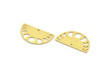 Semi Circle Charm, 6 Raw Brass Moon Phases Shaped Charms With 1 Hole, Charms, Findings (18x32x0.80mm) A6235