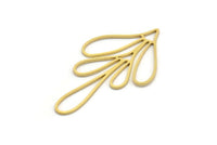 Brass Leaf Charm, 12 Raw Brass Branch Charms, Charm Pendants (47.5x27x0.80mm) A6223