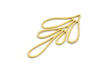 Brass Leaf Charm, 12 Raw Brass Branch Charms, Charm Pendants (47.5x27x0.80mm) A6223