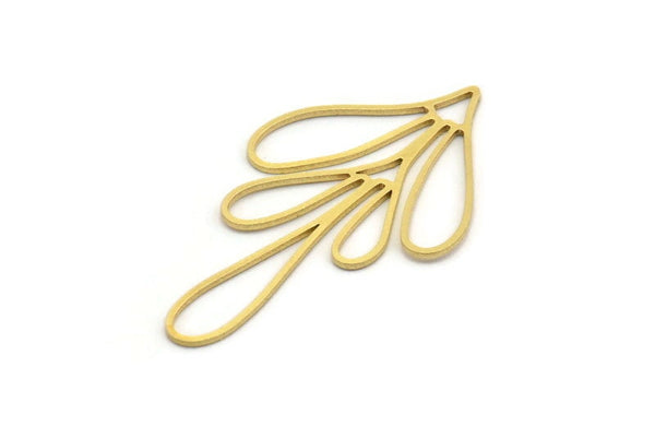 Brass Leaf Charm, 12 Raw Brass Branch Charms, Charm Pendants (47.5x27x0.80mm) A6223