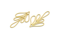 Brass Leaf Charm, 12 Raw Brass Branch Charms, Charm Pendants (47.5x27x0.80mm) A6223
