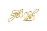 Brass Leaf Charm, 12 Raw Brass Branch Charms, Charm Pendants (47.5x27x0.80mm) A6223